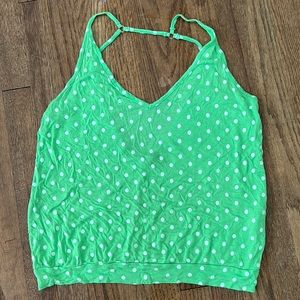 Emma& Sam green with white polka dot cami top